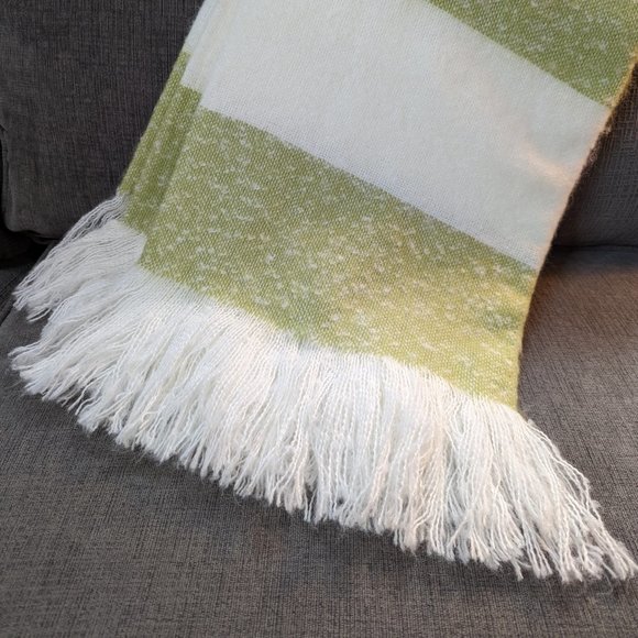 HARMAN HOME Bold Stripe Super Soft Faux Mohair Throw Green 50" X 60" Brand New - Picture 4 of 10